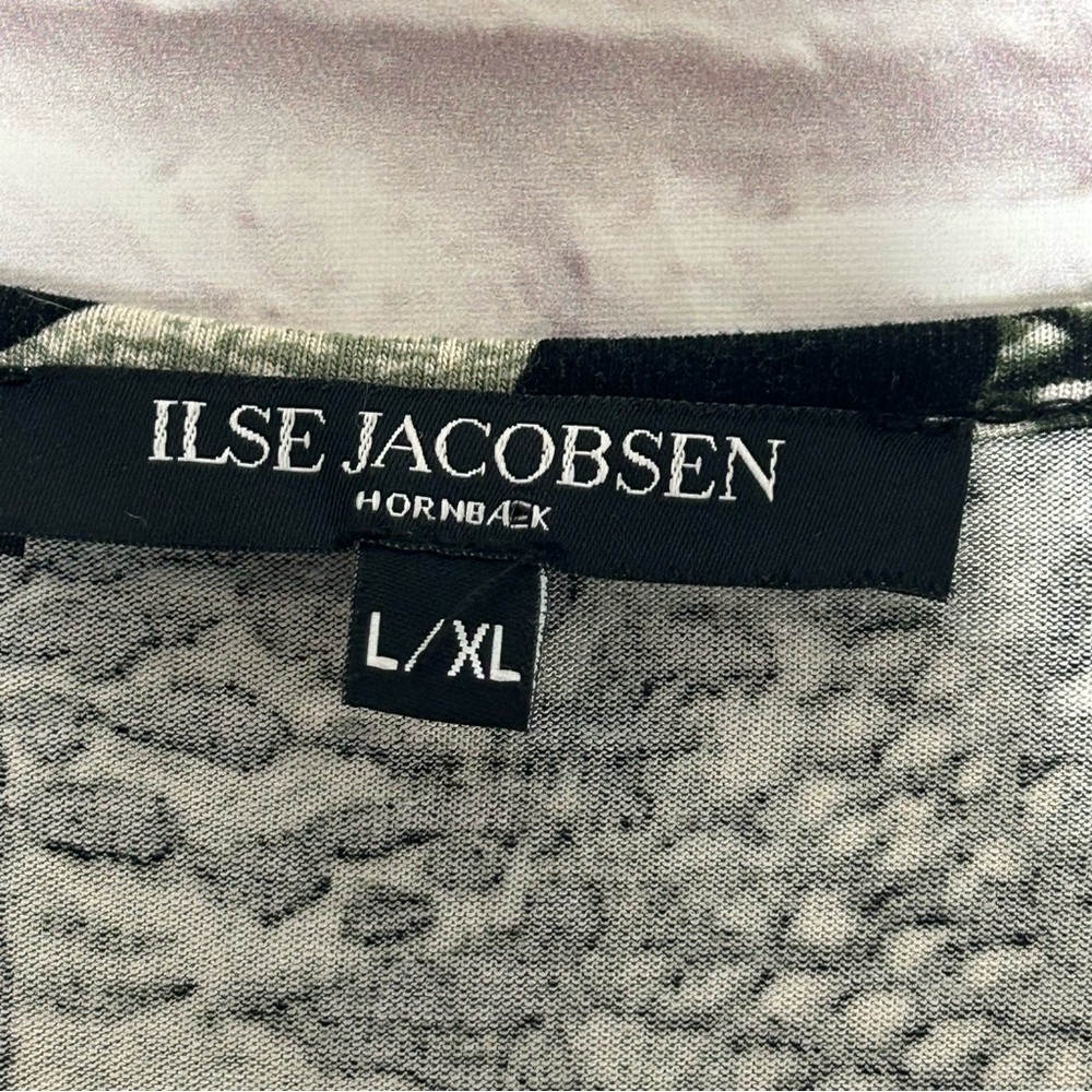 Isle Jacobsen Abstract Animal Print Long Sleeve Jersey Knit Lagenlook Midi Dress - Picture 8 of 13